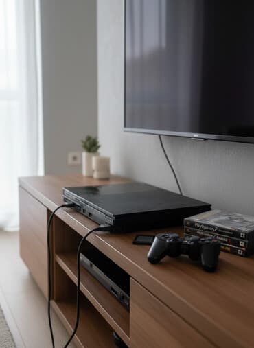 plesteşin 2: Sony PlayStation 2 Slim (SCPH seriyası) Komplekt: - PS2 Slim konsolu — 1