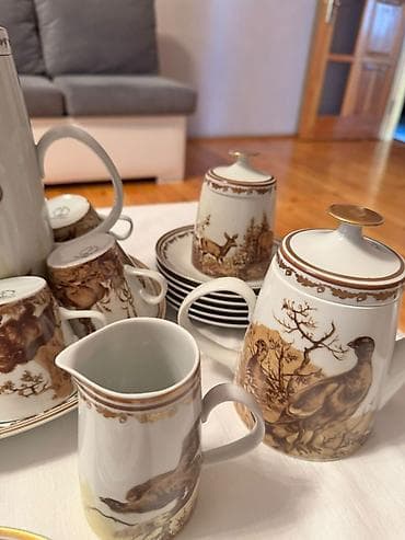 maral sekilleri: Qəhvə dəsti, rəng - Ağ, Farfor — 5