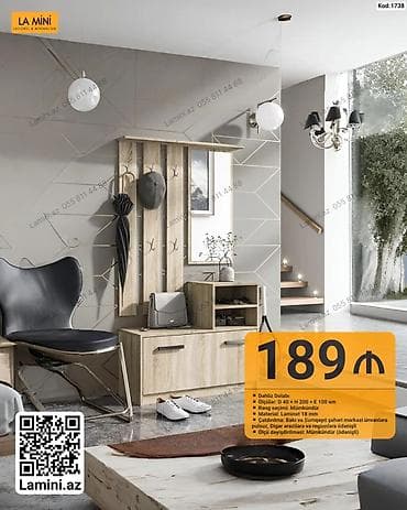 dolab ofis: Dəhliz Dolabı – La Mini (Kod: 1738) - Ölçülər: D 40 × H 200 × E 100 — 1