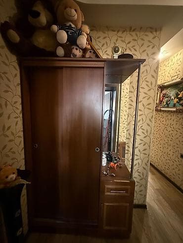 1 qapı, Güzgülü, Qəhvəyi, Digər material, Kupe, Düz dolab