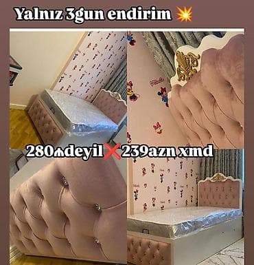 Uşaq/yeni gənc otağı üçün zərif dizaynlı tək nəfərlik çarpayı. -