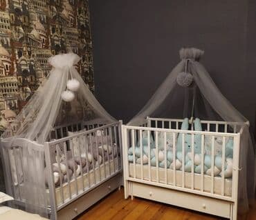 Oğlan və qız üçün, İşlənmiş, Dördbucaq, Beşik, Dəstsiz, Matras ilə, Yellənmə mexanizm ilə