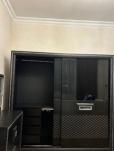 Yataq otağı mebel dəsti - Rəng: qara, dekorativ gümüş çərçivə — 5