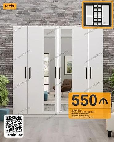 qapi avropa: 6 qapı, Ağ, Digər material, Açılan, Düz dolab — 1