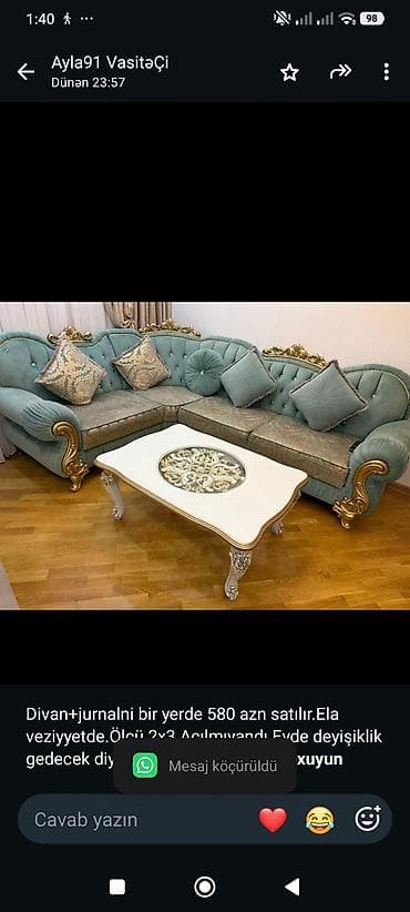 divan satisi: Divan+jurnalni bir yerde 580 azn satılır.Ela veziyyetde.Ölçü — 1