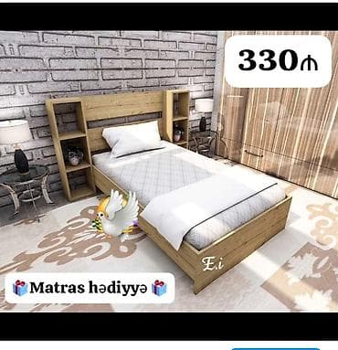 Yeni, Təknəfərlik çarpayı, Matras ilə, Siyirməsiz lalafo.az -da Yeni, Təknəfərlik çarpayı, Matras ilə, Siyirməsiz