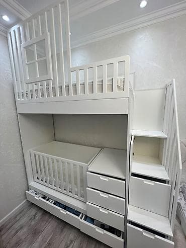 matras islenmis: Oğlan və qız üçün, İşlənmiş, Çarpayı, Matras ilə, Siyirməli, MDF — 1