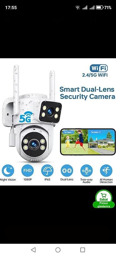 video kamera panasonic: Wi‑Fi PTZ təhlükəsizlik kamerası 2 lensli audio in/out kamera 2.4G ve — 1