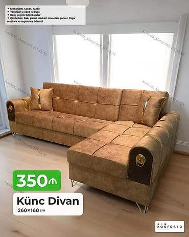kreditle kunc divanlar: Künc divan – 260×160 sm - Mexanizm: açılandır, bazalı (yuxarı qalxan — 1