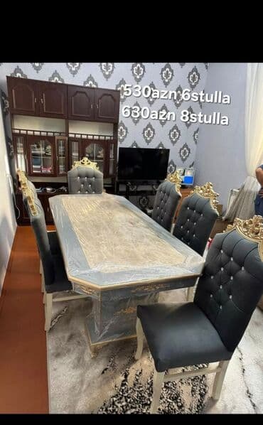 transformer jurnalni: Qonaq otağı üçün, Yeni, Açılmayan, Dördbucaq masa, 6 stul — 2