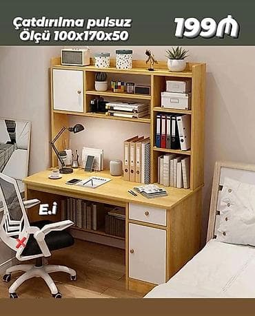 Masa ilə kitab rəfli iş stolu - Ölçü: 100×170×50 sm - Üst hissədə — 1