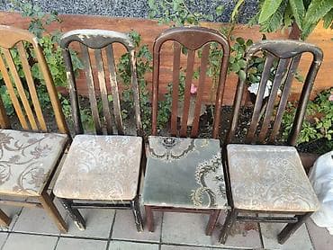 balkon stul: Taxta yemək otağı stulları – 8 ədəd dəst-35 azn təcili - Material — 4