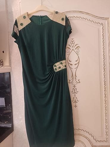devit 3 ampul qiymeti: Zərif yaşıl rəngli qadın paltarı Razmer:40 - Model: Dizə qədər — 1