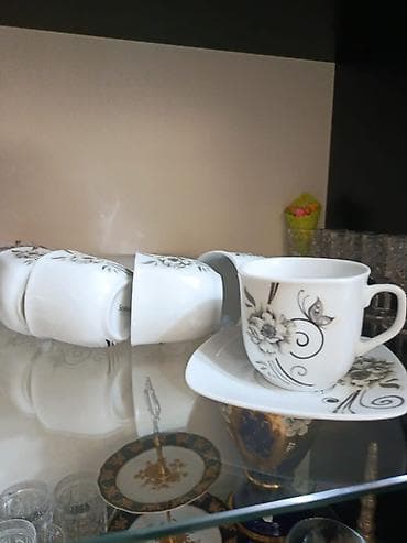 Çay dəsti, rəng - Ağ, Farfor