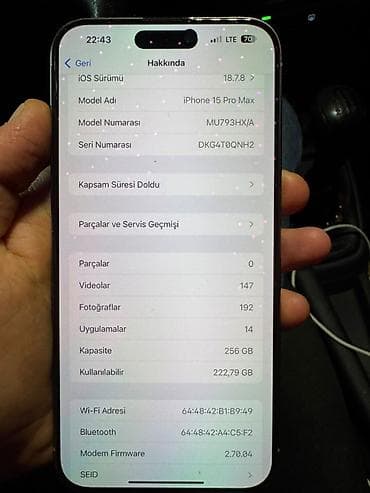 ipad 6 plus: IPhone 15 Pro Max, 256 GB, Blue Titanium, Face ID, Sənədlərlə — 6