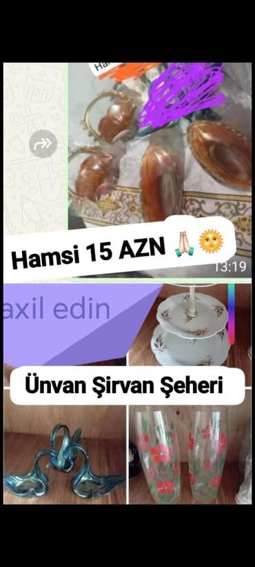 qranit qazan desti: Məişət və dekor əşyaları dəsti. - Şüşə və keramikadan dekorativ — 1