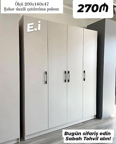 işlənmiş skaf: *4 qapılı dolab 270Azn 💥* ✔️Rəng seçimi var ✔️ *Şəhər daxili — 1