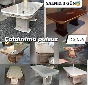 Mətbəx masası, Açılmayan, Mərmər, Dördbucaq masa