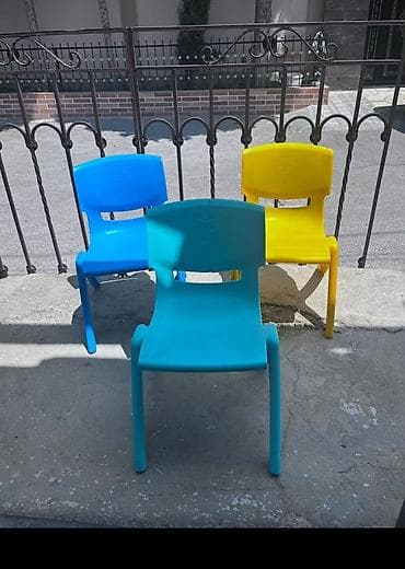 deri plas: Uşaq plastik oturacaqları - Rənglər: mavi, firuzə, sarı - Material — 1