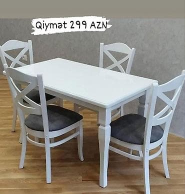 hamam kranti: Mətbəx üçün, Yeni, Açılmayan, Dördbucaq masa, 4 stul — 1