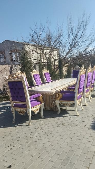 piano stulu: Qonaq otağı üçün, Açılmayan, Dördbucaq masa, 8 stul — 1