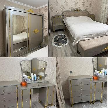 Двуспальная кровать, Трюмо, Шкаф, 2 тумбы, Б/у
