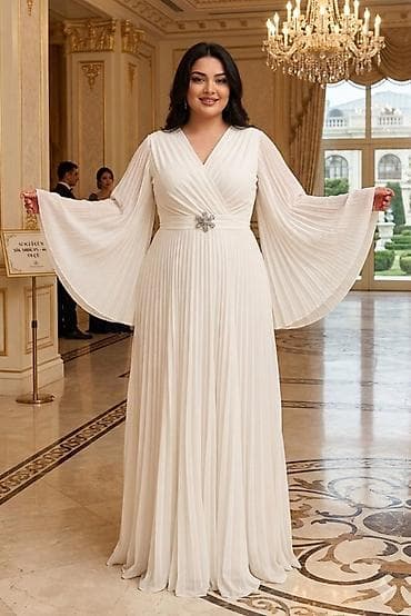 белое платье: Вечернее платье, Макси, 2XL, 3XL — 1