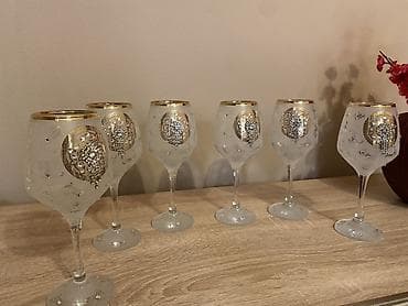 Qədəhlər, rəng - Qızılı, Şüşə, 6 ədədli dəst