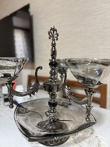 kvars qum: Klassik üslubda 4 hissəli masa mərkəzliyi (qənd qabı/mevә qabı dəsti) — 2