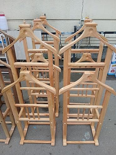 ref: Taxta geyim dayaqı – “valet stand” - Material: keyfiyyətli massiv — 2