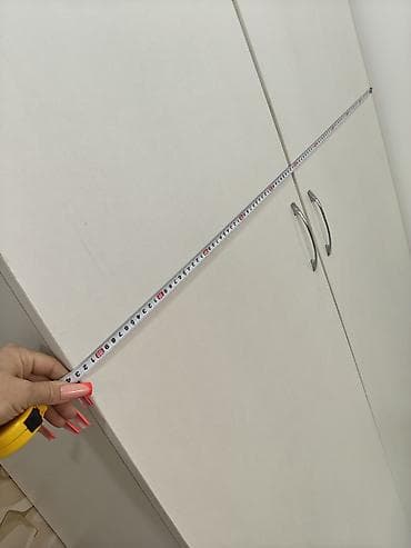 Ev üçün mebel: 2 qapılı, Ağ, Taxta, Açılan, Düz dolab — 4