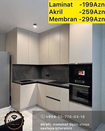 mətbəxt mebili: Model: Mətbəx Mebeli Rəng: 55 rəng seçimi Ölçü — 1