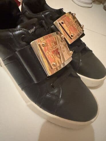 qadın üçün dəri krossovkalar: Dolce & Gabbana tərzində qara idman ayaqqabıları - Rəng: qara — 3