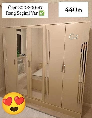 dolab iwlenmiw: Yeni, 5 qapı, Güzgülü, Digər rəng, Digər material, Açılan, Düz dolab — 1