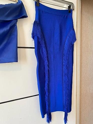 desd paltarlar: Kobalt mavi rəngdə iki hissəli qadın dəsti: Materalı beden — 3