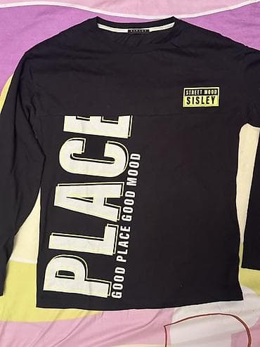 stringer alt geyimi: Sisley “Street Mood” uzunqol köynək - Rəng: qara, neon-sarı qrafik — 1