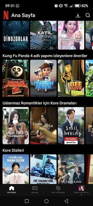 xiaomi not 10 s: Netflix hesabı – mobil tətbiq görüntüsü Xüsusiyyətlər: - Ana səhifə — 1