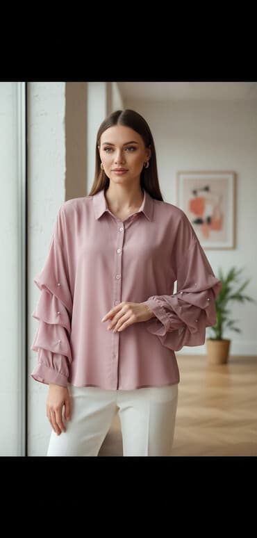 köynək qadın: Çəhrayi bluz şifon — 1