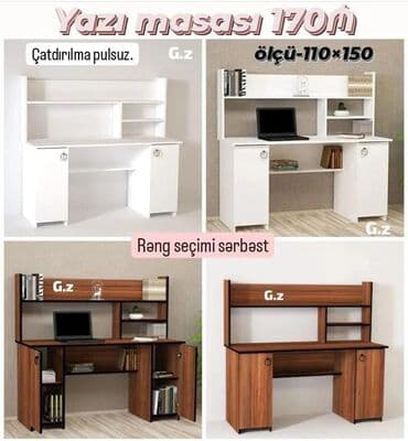 Yazı masası – 170₼ - Ölçü: 110 × 150 - Üst modul ilə geniş iş səthi -