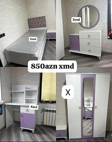 Uşaq/yeniyetmə otağı üçün mebel dəsti. Dəst tərkibi: - Tək nəfərlik