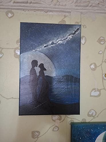 Rəsmlər – əl işi akril kətan tablo dəsti - Mövzu: Gecə mənzərələri və