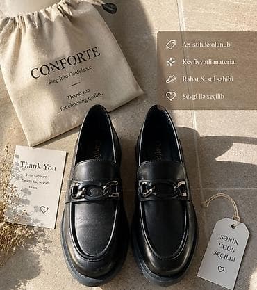 38 razmer - Model: Qara rəngli klassik loafer - Xüsusiyyətlər: Uzun
