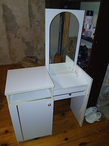 yatağ dəsti: Ağ rəngli tualet masası və şkaf dəsti - Material: laminat/MDFlam ağ — 3