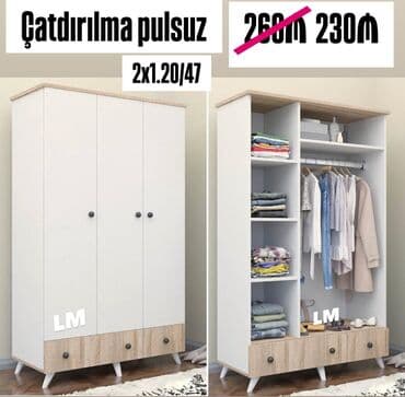 paltar sərən: Açılan, 3 qapılı Düz dolab, Qarderob, paltar dolabı — 1