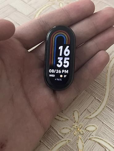 Наручные часы: Qara rəngli Xiaomi smart band fitness qolbağı. Məhsulun görünən — 4