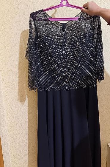 Qadınlar üçün zərif gecə/ziyafət libası - Rəng: tünd göy (navy) - — 2