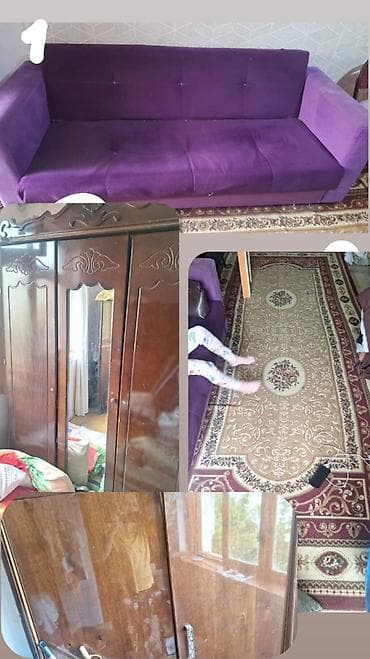 Mebel dəsti: divan, 2 qapılı şkaflar və xalça bir yerdə. - Divan — 1