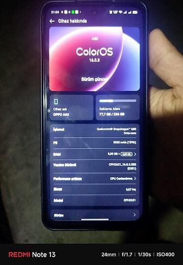 paltaryuyan ve qurudan masinlar: Oppo A60, 256 GB, rəng - Bənövşəyi, İki sim kartlı — 6