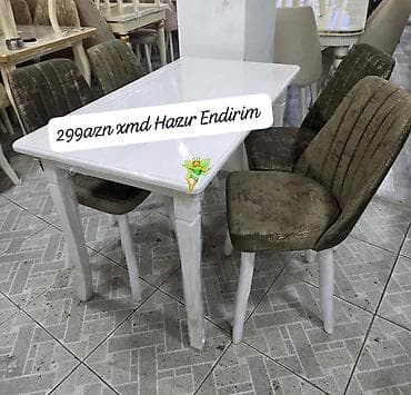 stulla: Mətbəx üçün, Yeni, Dördbucaq masa, 4 stul — 1
