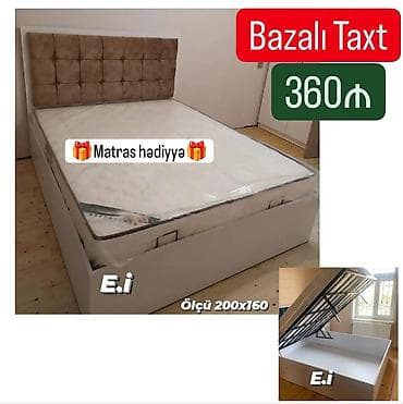 hediyelik qutular: Bazalı taxt – ölçü 200x160 sm - Qaldırılan baza sistemi ilə geniş alt — 1